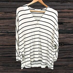 Lush White and Black Boxy Blouse